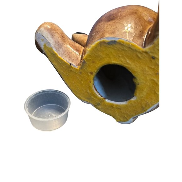 Vintage Ceramic Brown Teddy Bear Bank / Decoration Pink Bow 11" - Picture 9 of 9